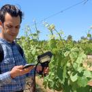 Pourreza using a device to monitor a field of crops.