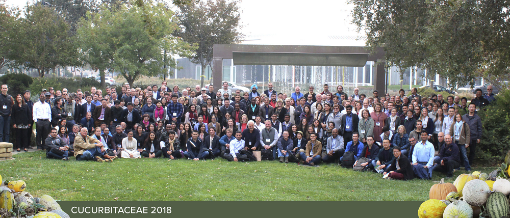 Participants in the 2018 Cucurbitaceae meetings. Phyllis Himmel is in the middle of the group.