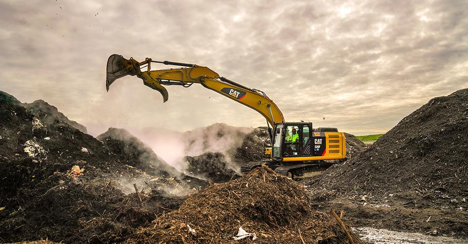 Steam rises from towering piles of compost at a landfill in Placer County. (Karin Higgins/UC Davis)