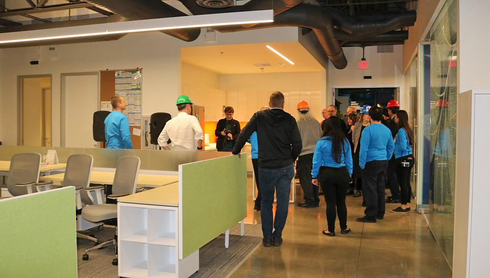 Office and kitchen working areas in the new Mars Wrigley research facility. photo Ann Filmer/UC Davis