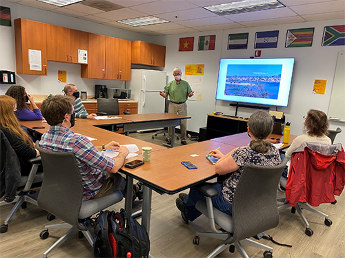 Extension Prof. Jeffrey Mitchell was among several faculty from the Department of Plant Sciences who met with visitors from Rothamsted Research to share scientific knowledge and information.