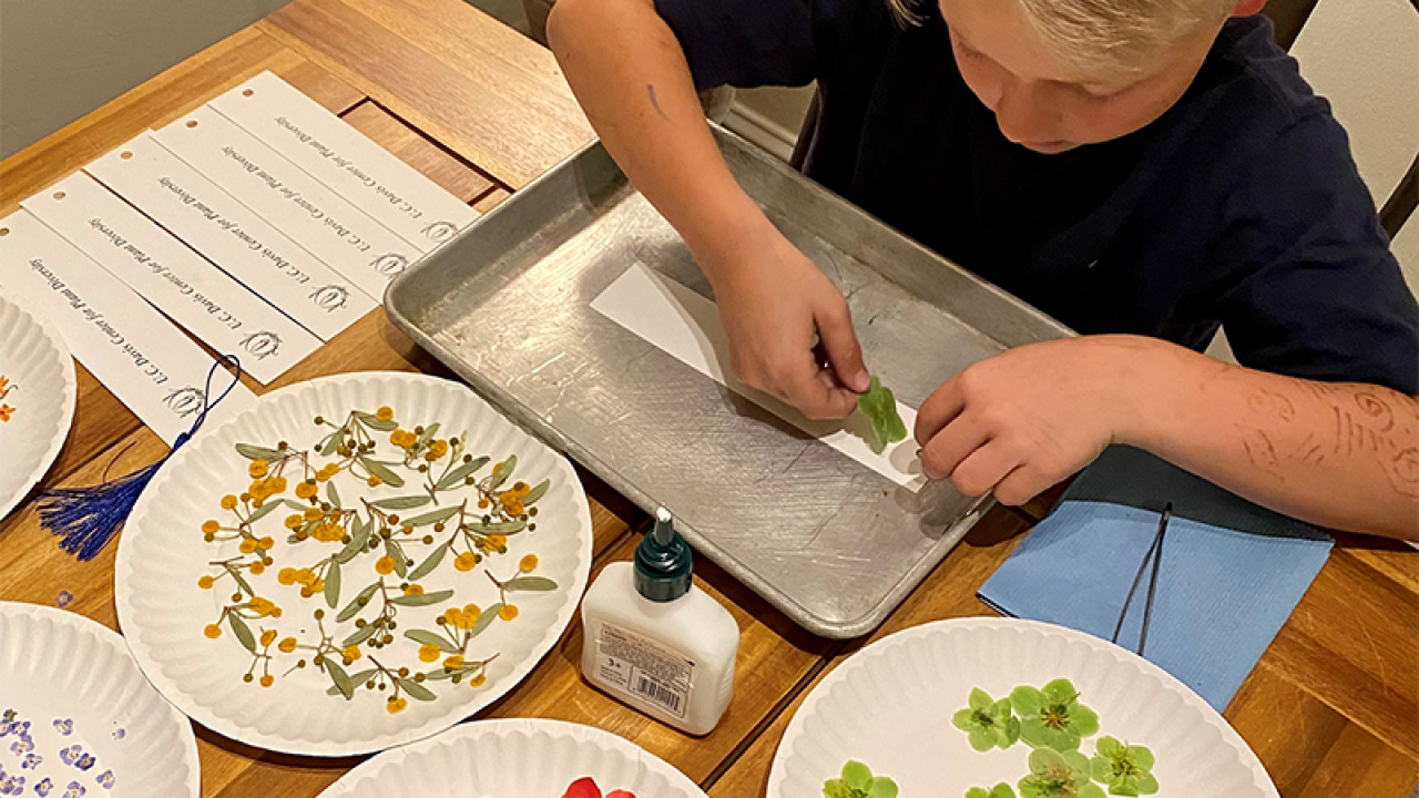 boy making bookmark