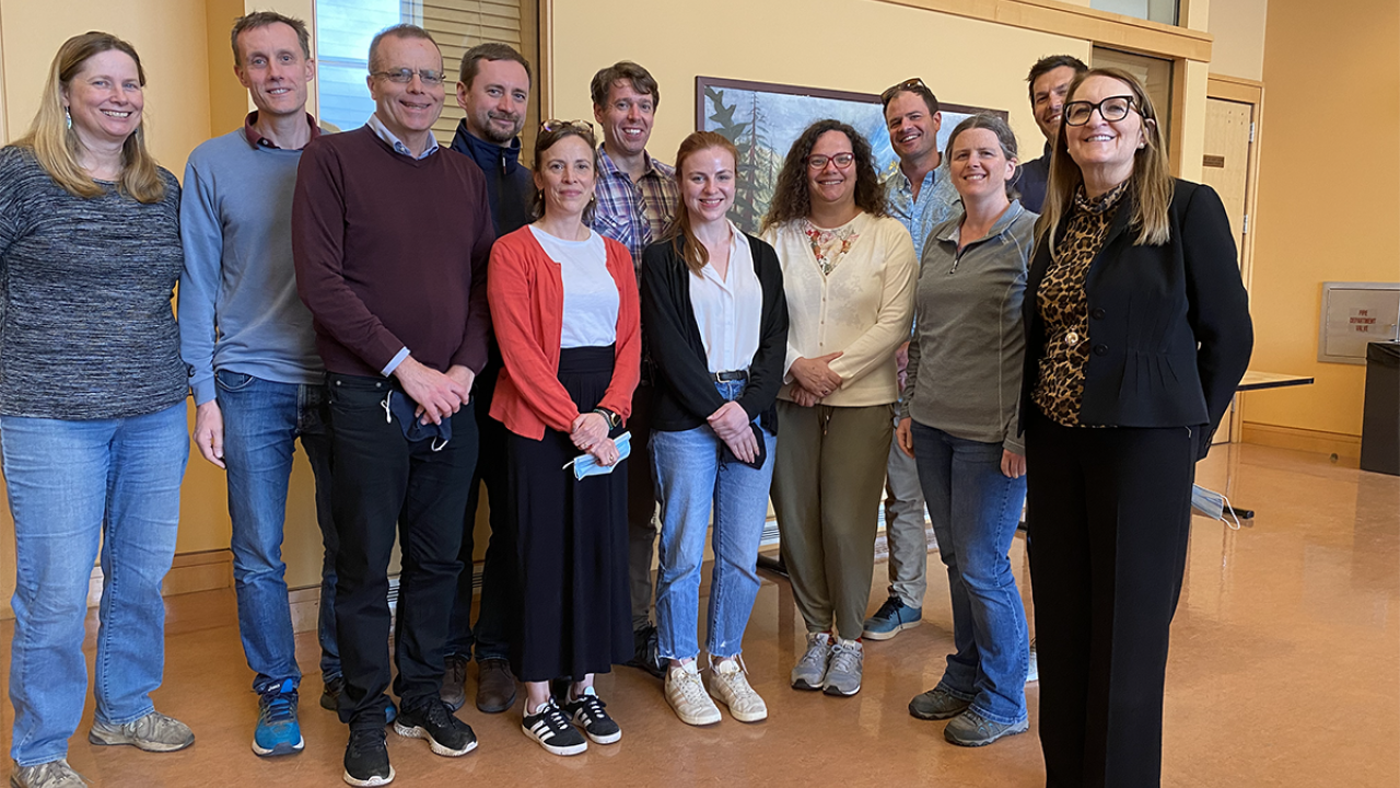 For three days, visitors from Rothamsted Research, U.K., and members of the Department of Plant Sciences shared ideas and aired possibilities for future collaboration. The delegation was received by Department Chair Gail Taylor, right.