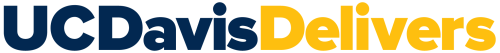 Logo featuring "UC Davis" in dark blue and "Delivers" in yellow.