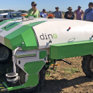 Dino, a driverless cultivator to remove weeds, is being tested by Steve Fennimore and Simon Belin at UC Davis. (photo Ann Filmer/UC Davis)