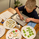 boy making bookmark