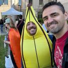 A man dressed like a giant yellow banana